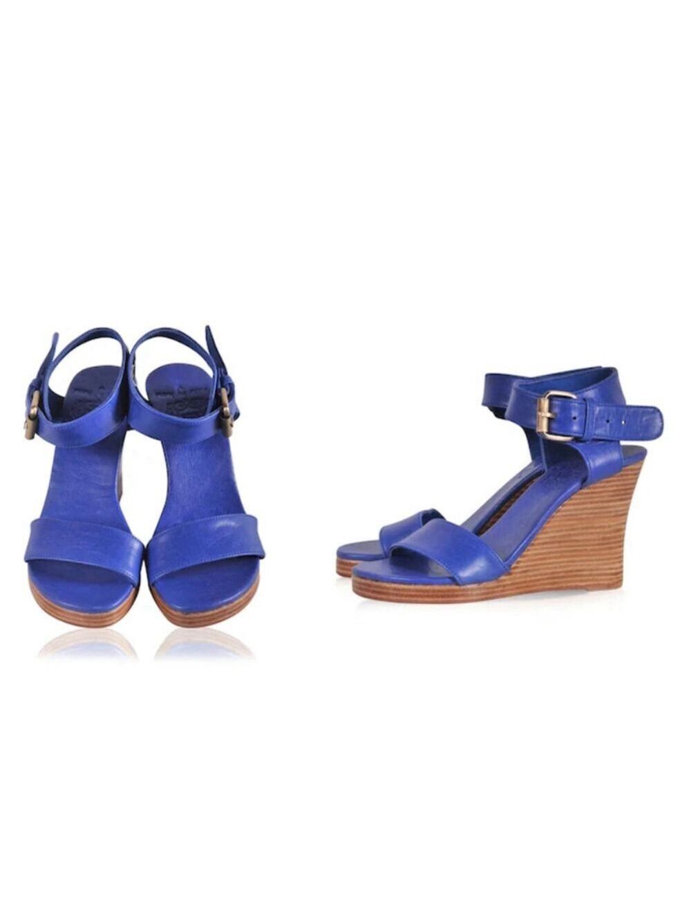 Elf by the ocean collection dreamer wedge sandal blue size 7 new